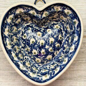 Polish Pottery Boleslawiec Heart Shaped Trinket/Serving Dish